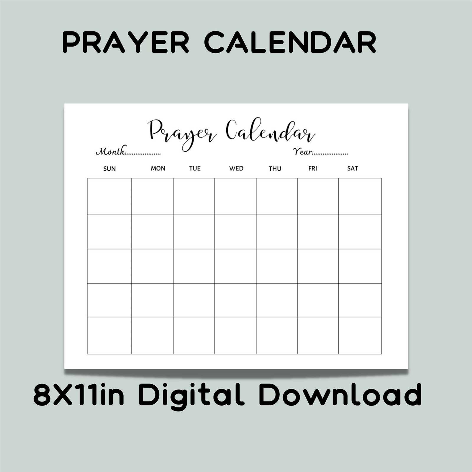 prayer calendar template