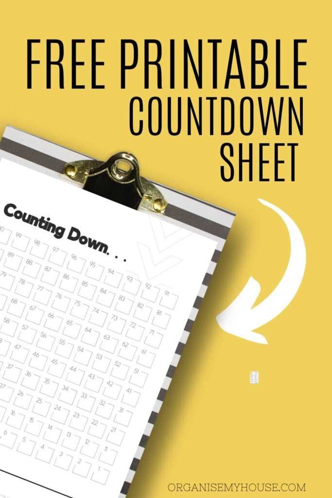 countdown chart free printable countdown calendar template