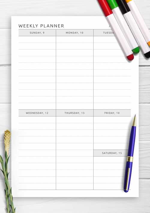 free week at a glance calendar template