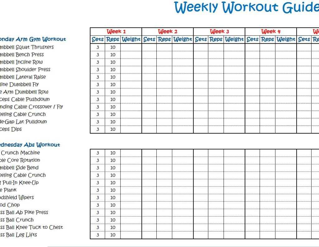 free workout calendar template