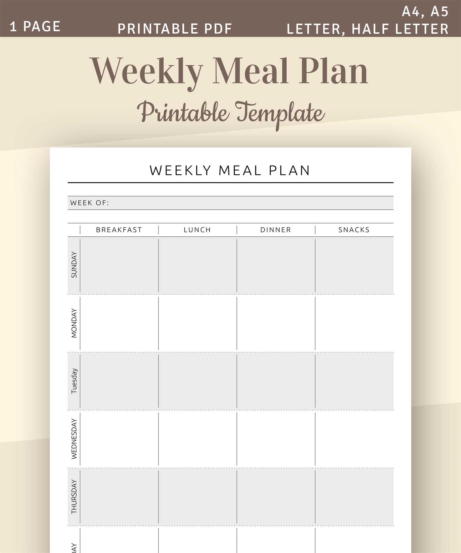 meal planning calendar template