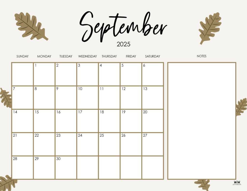 free september calendar template 2025