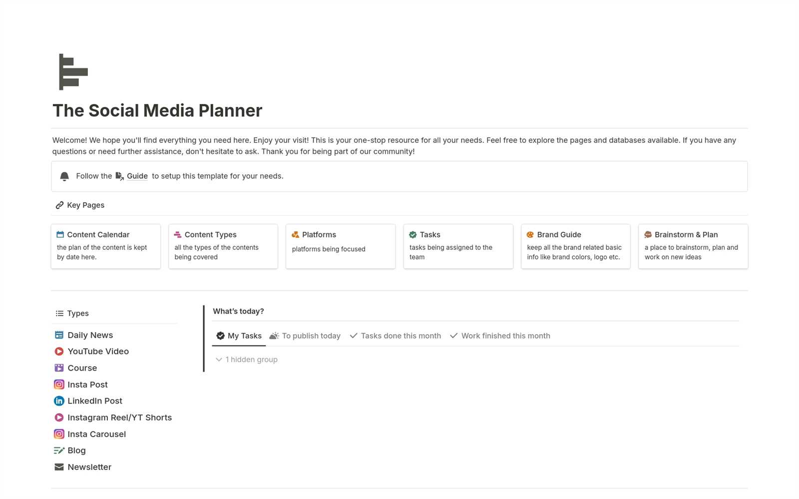 content calendar notion template