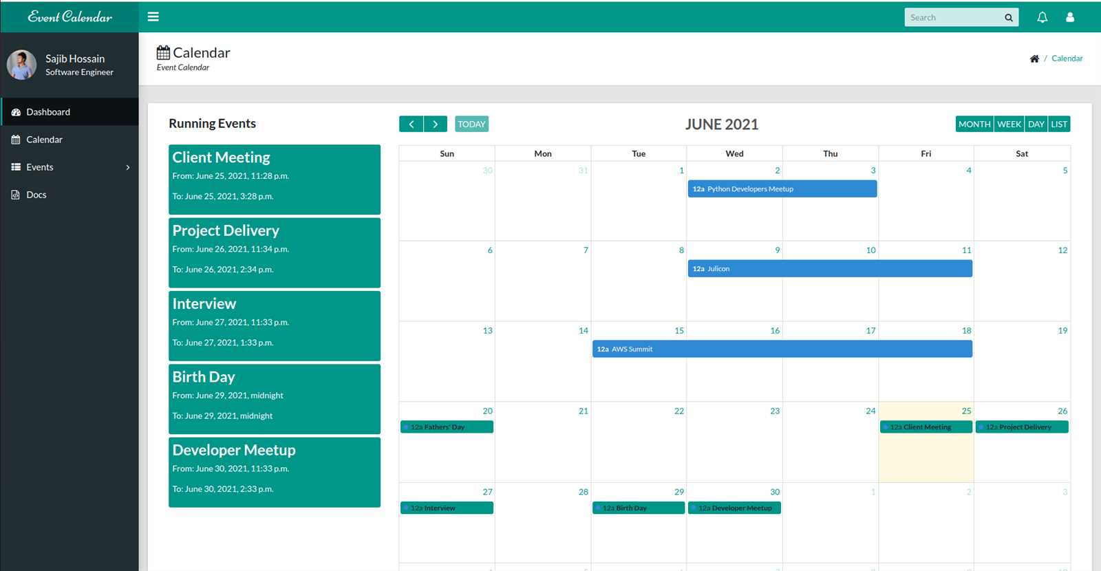 django calendar template