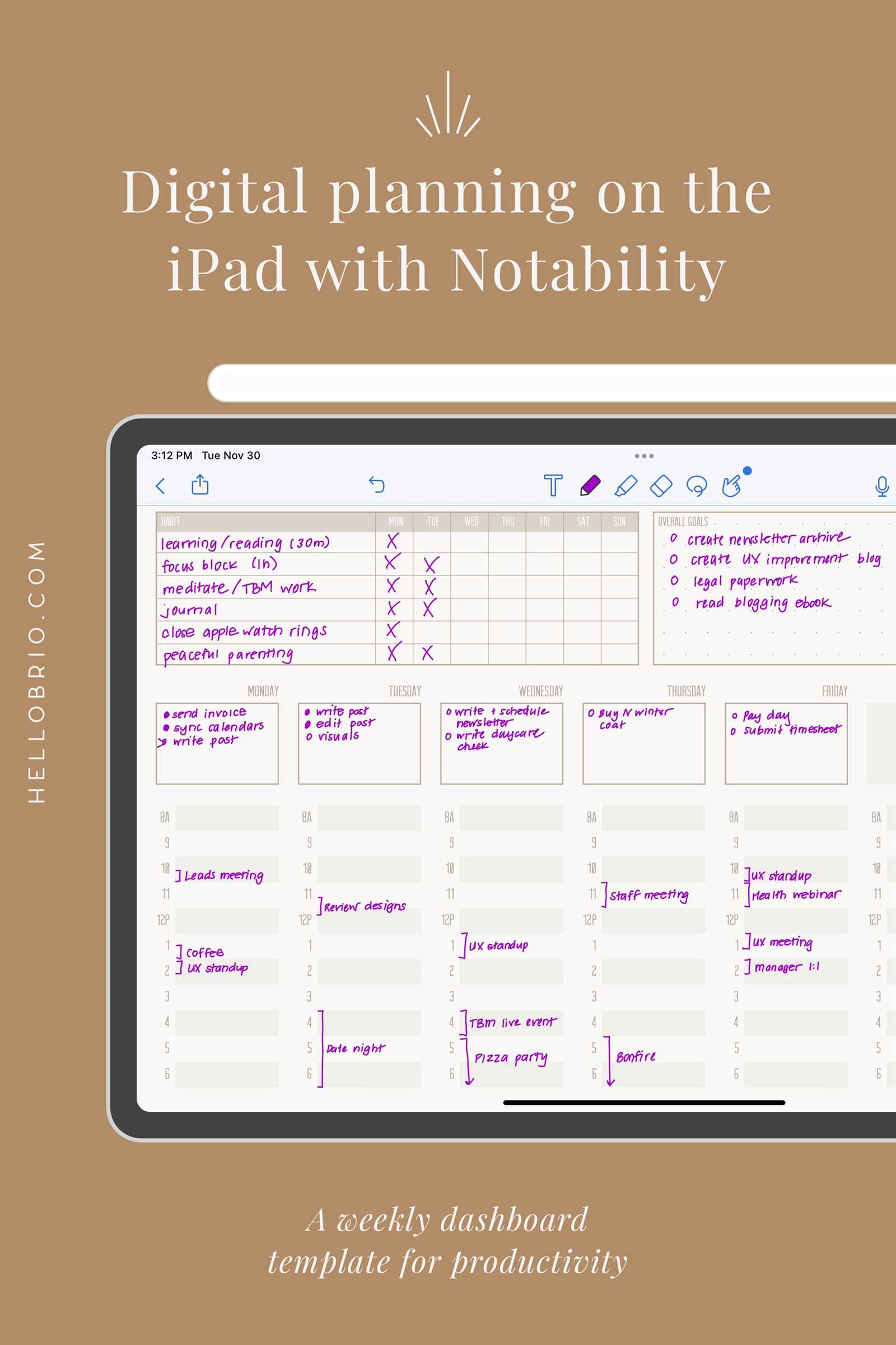 calendar notability template