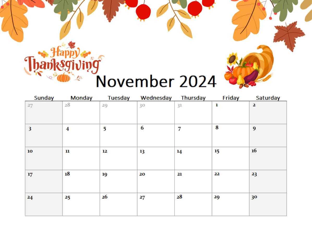 blank calendar template november