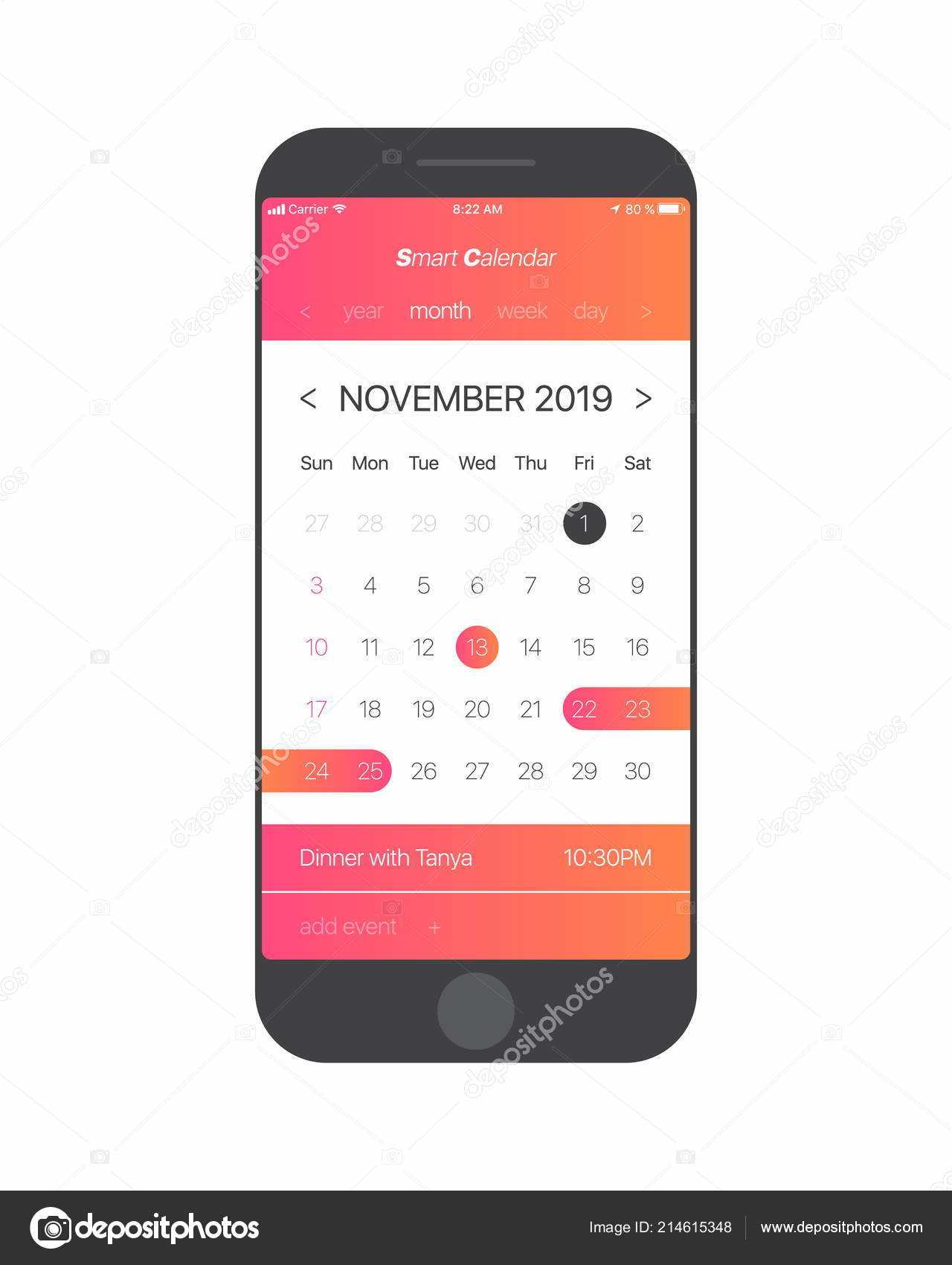 calendar ui template