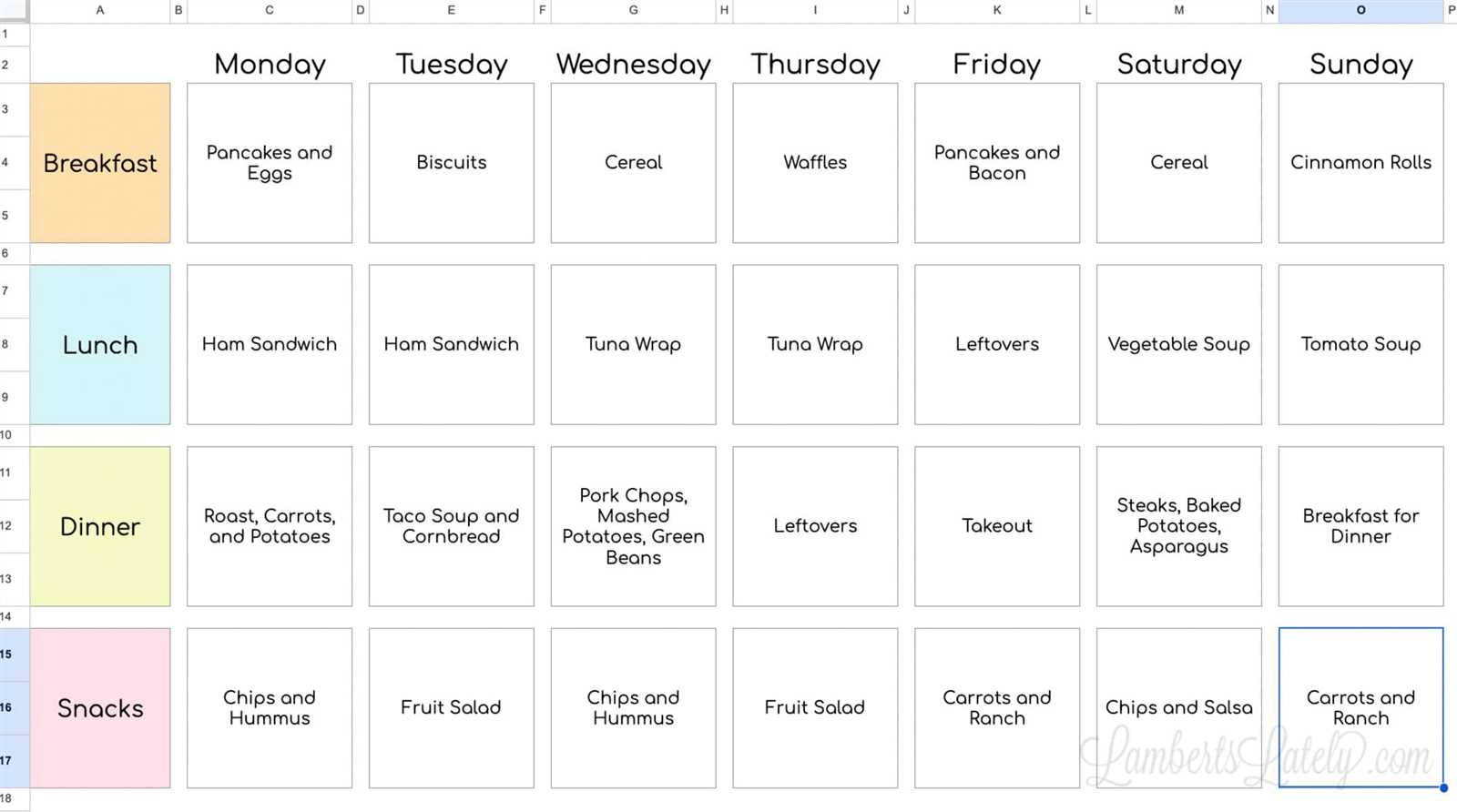 printable menu calendar template