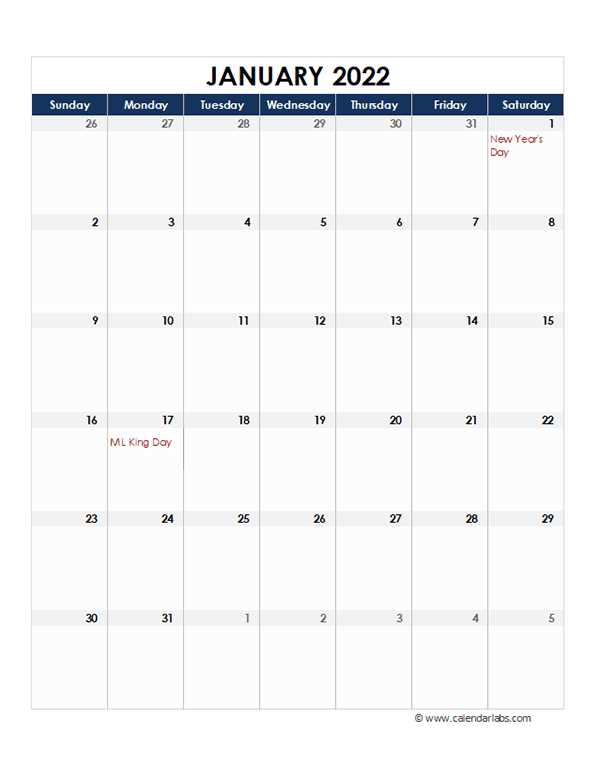 large box monthly calendar template