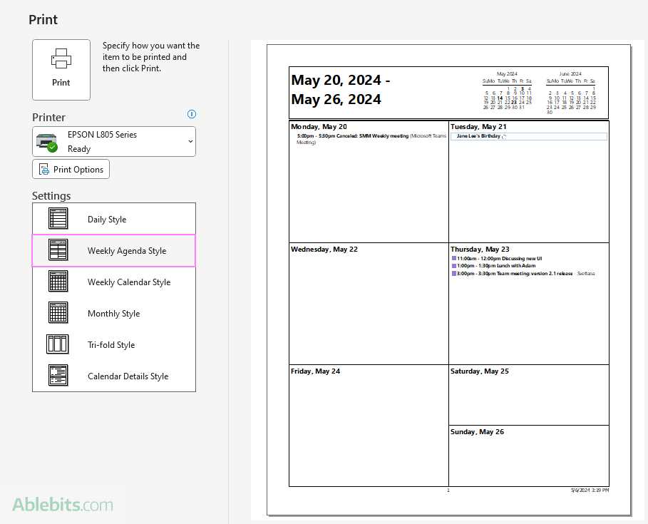 weekly outlook calendar template