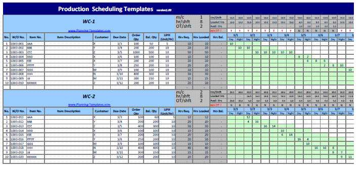 production calendar template