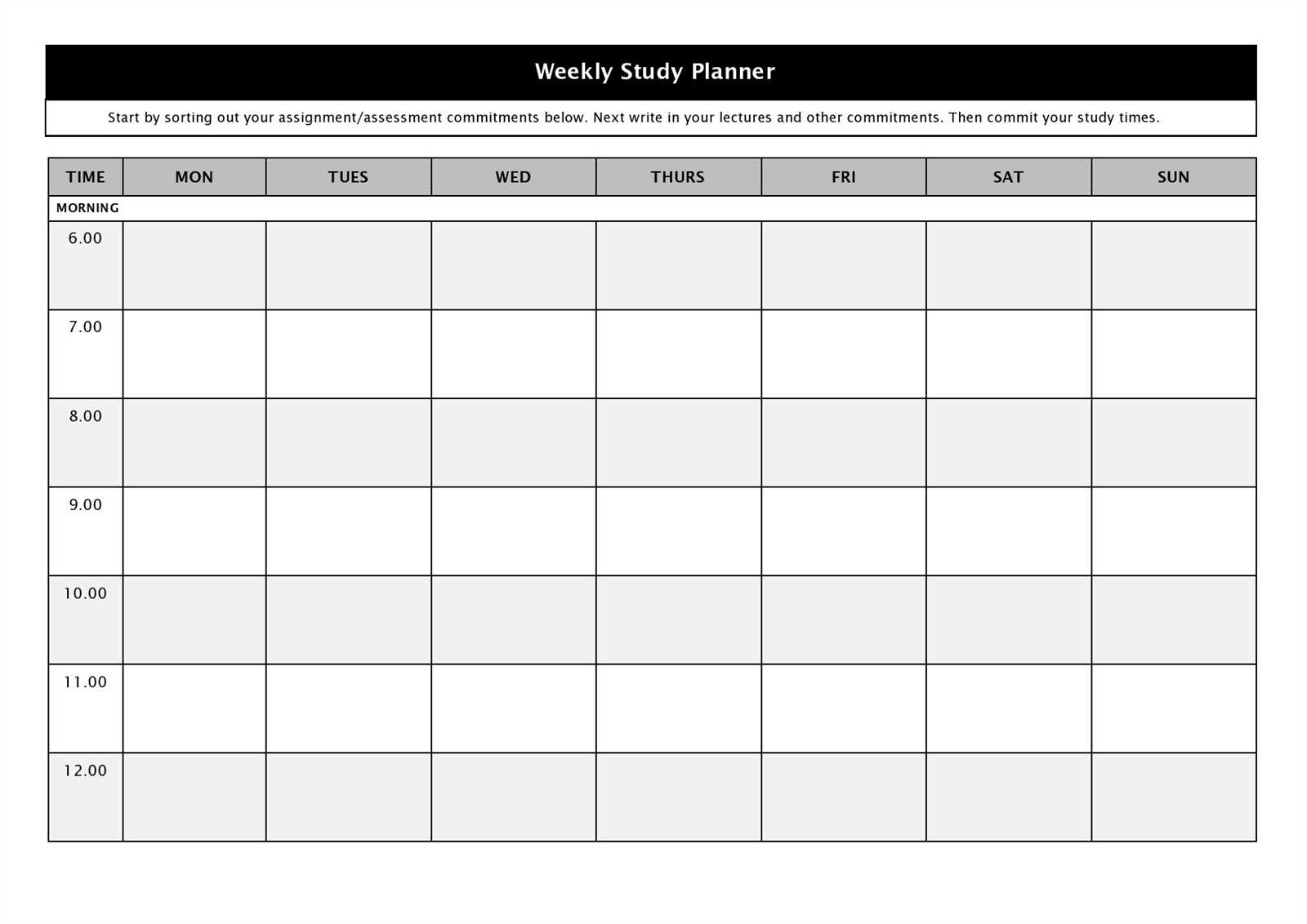 review calendar template