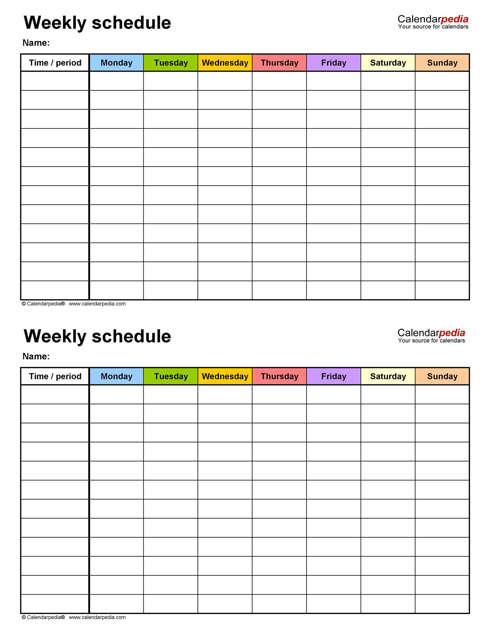 preschool weekly calendar template