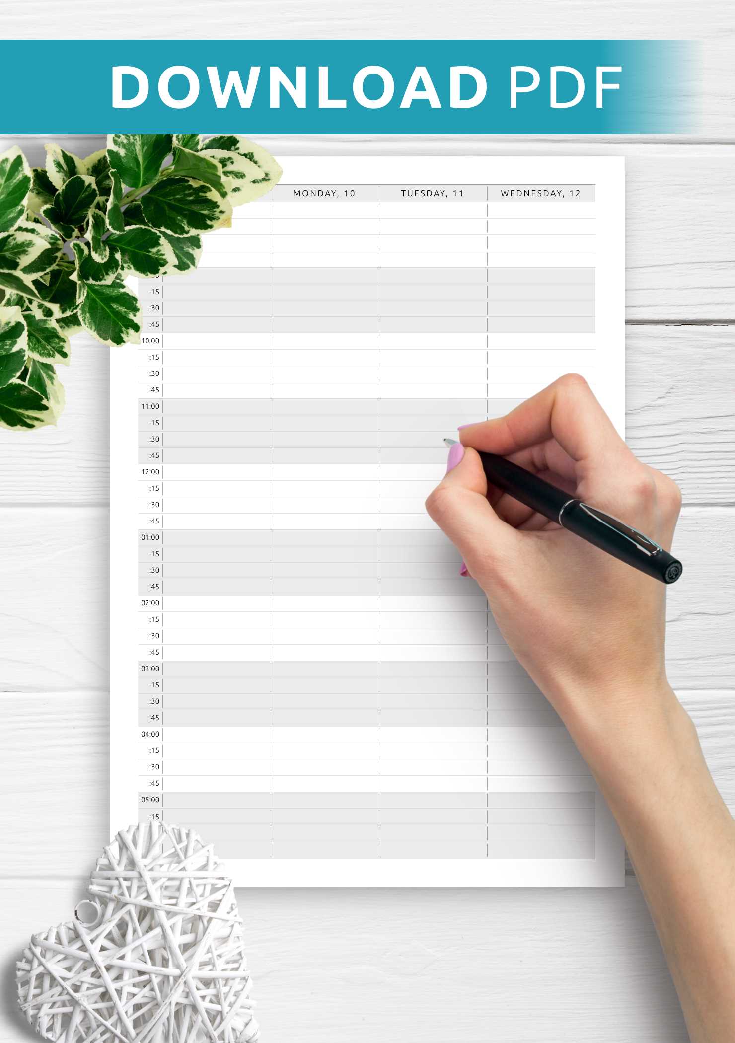 free weekly appointment calendar template