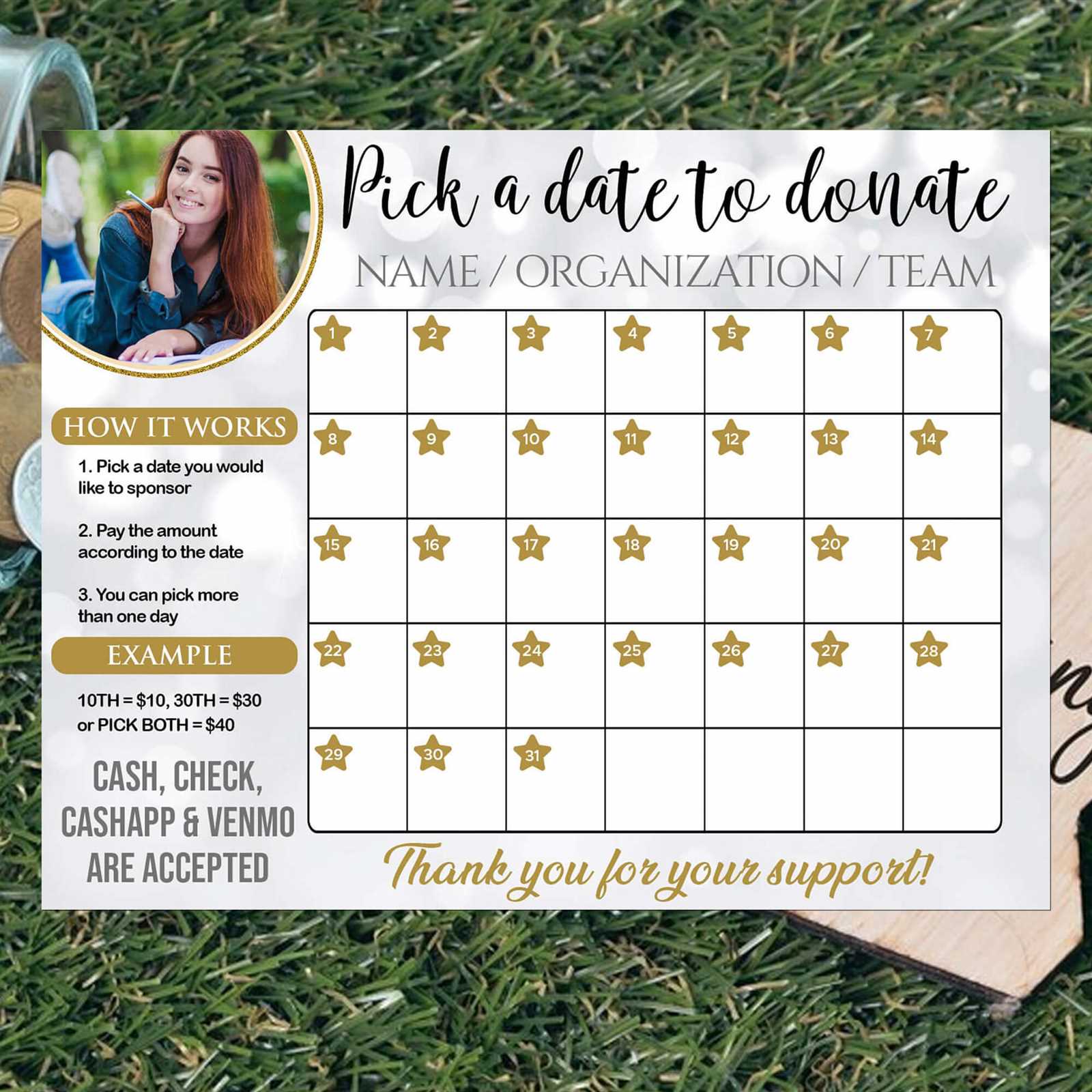 sponsor a day calendar fundraiser template free