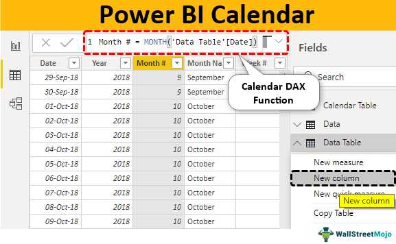 power bi calendar table template