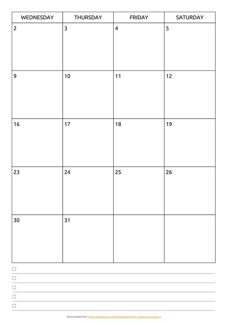 printable undated calendar template