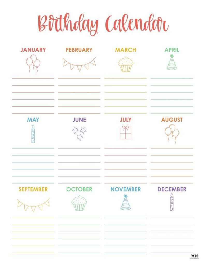 dutch birthday calendar template