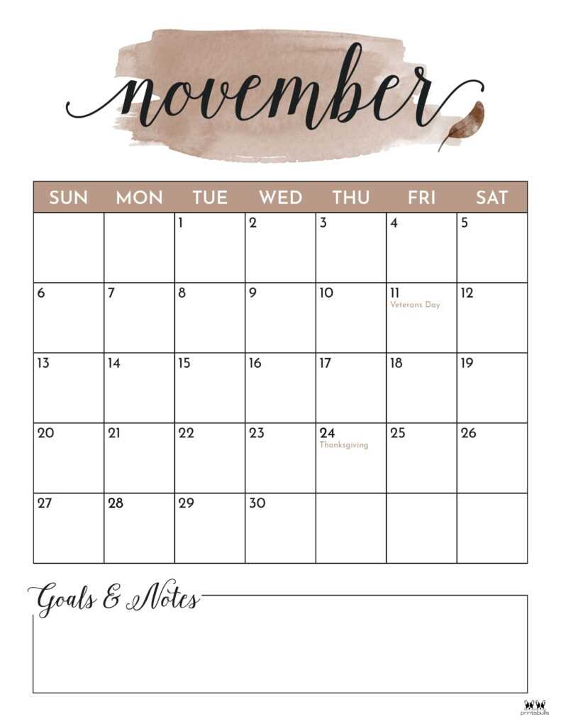 cute november calendar template