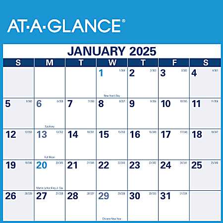 at a glance calendar template