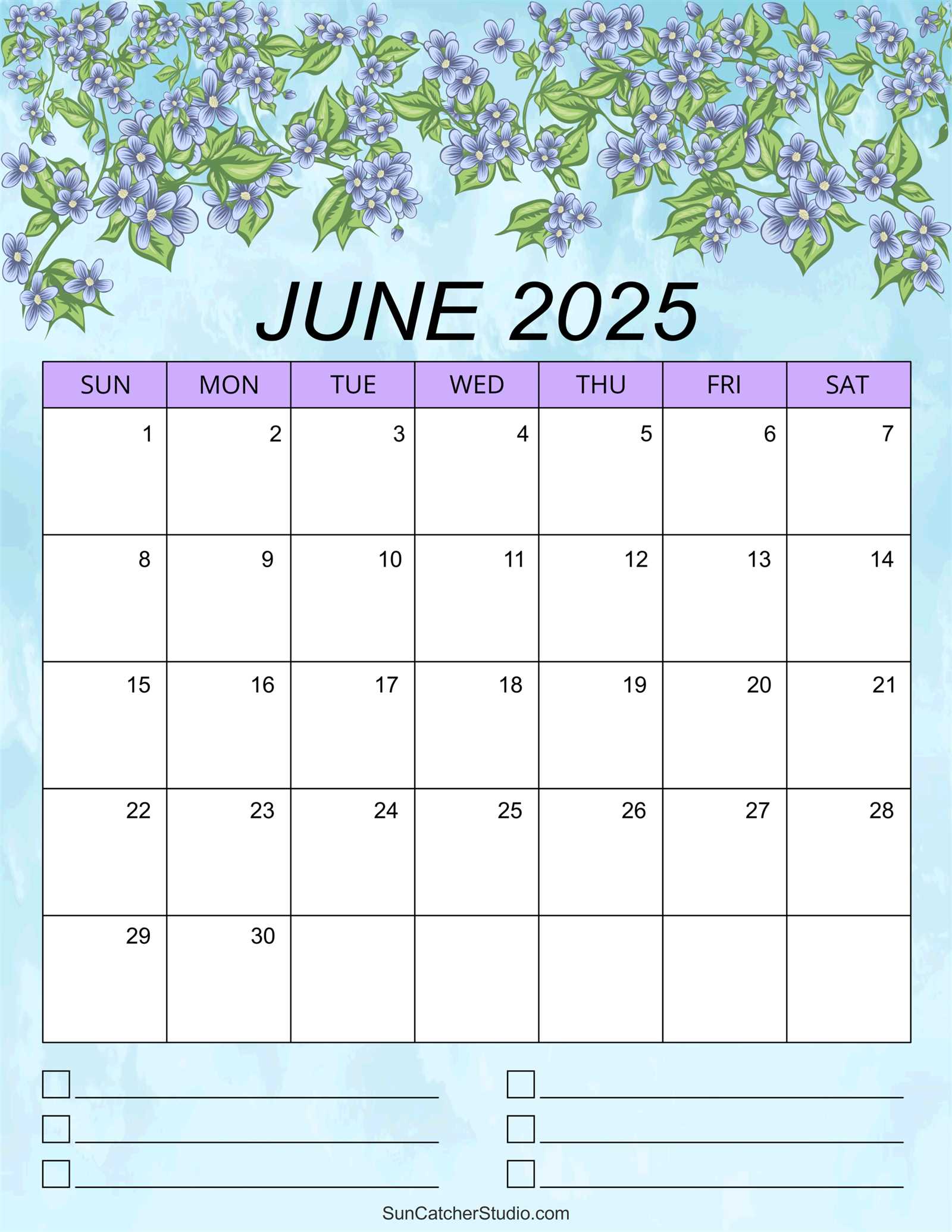 monthly calendar template june 2025