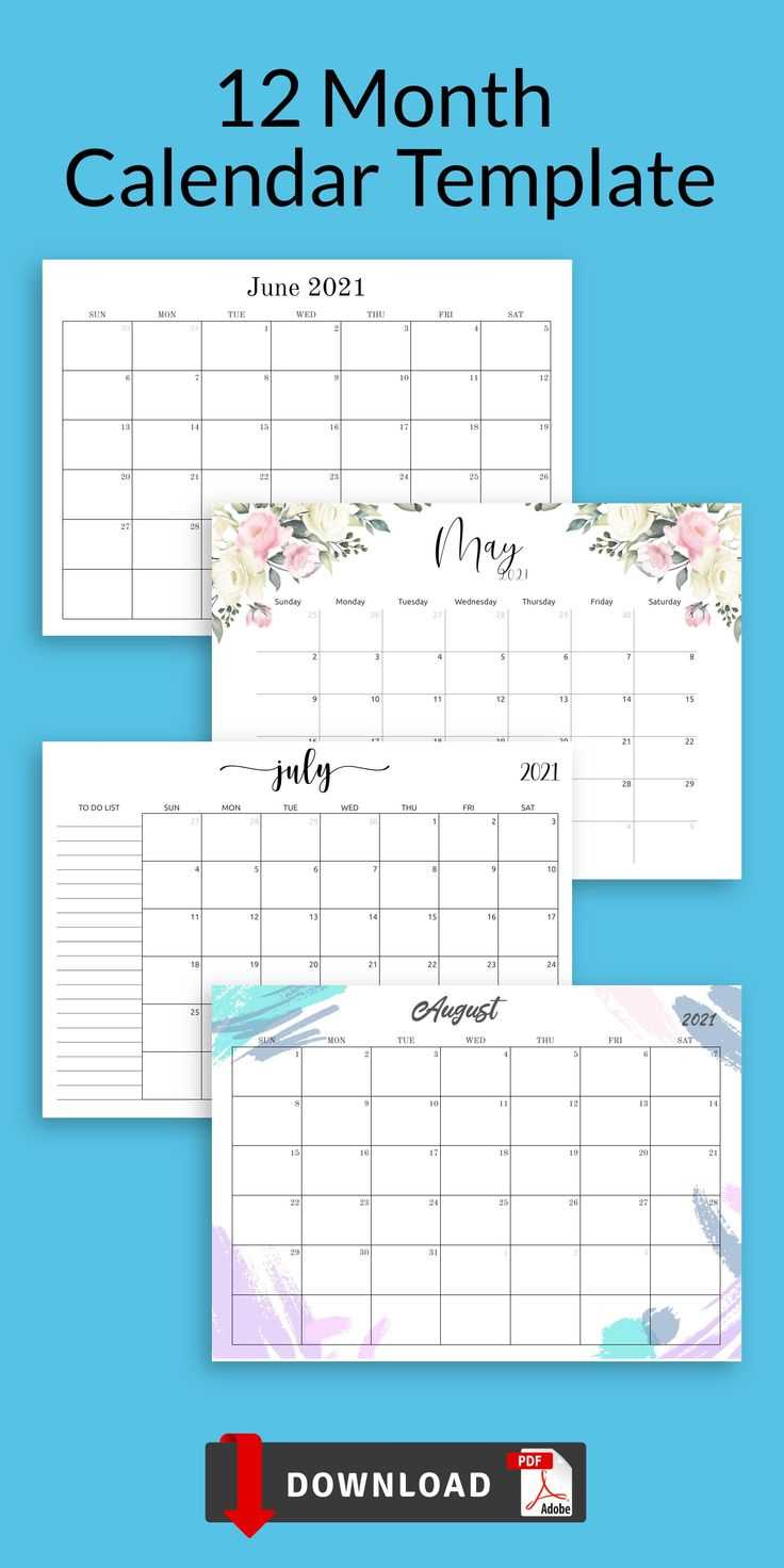 free printable 12 month calendar template