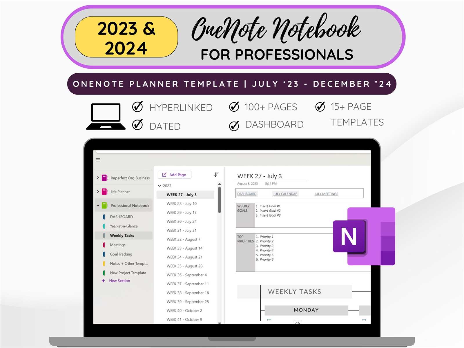 onenote calendar template 2025