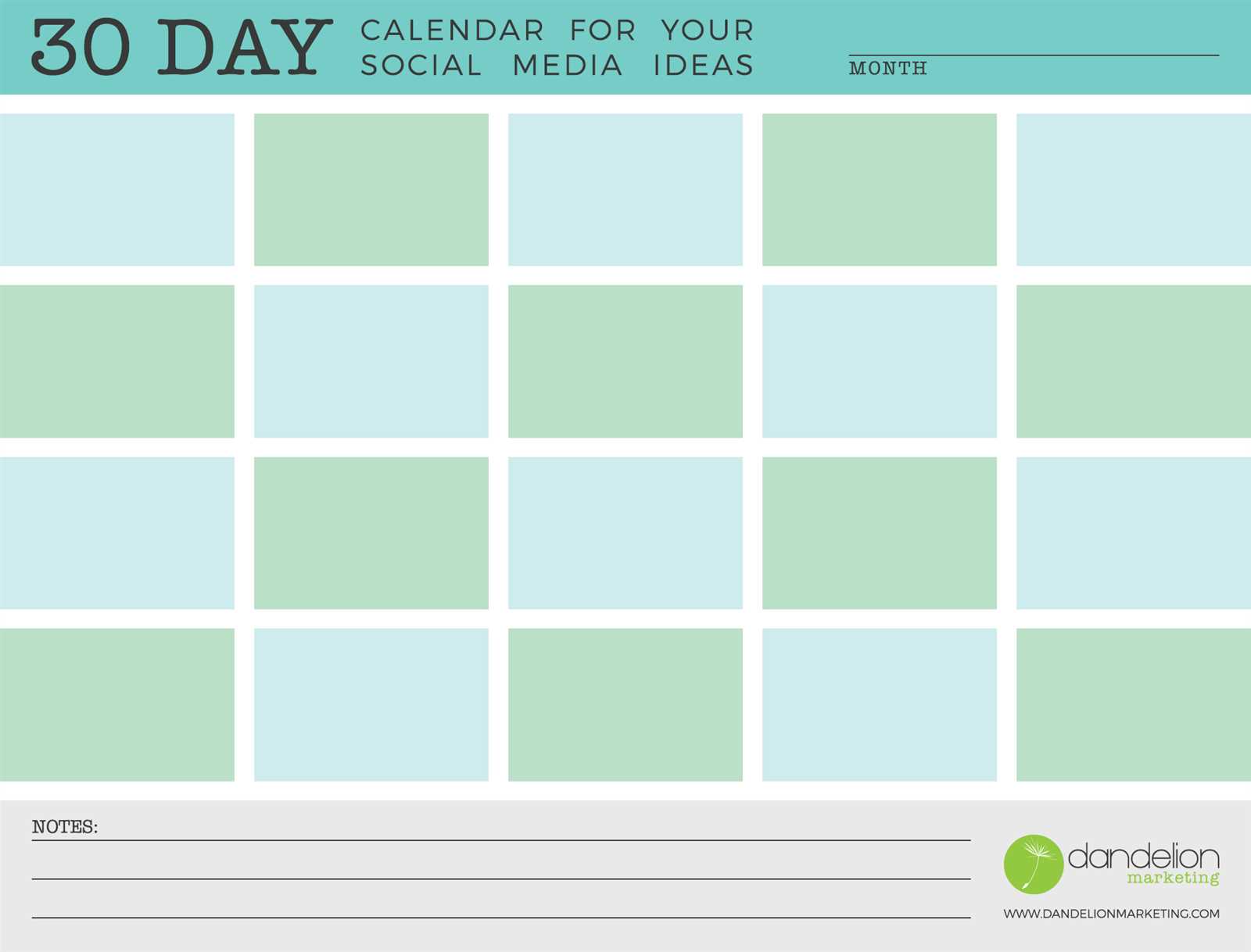 30 day content calendar template