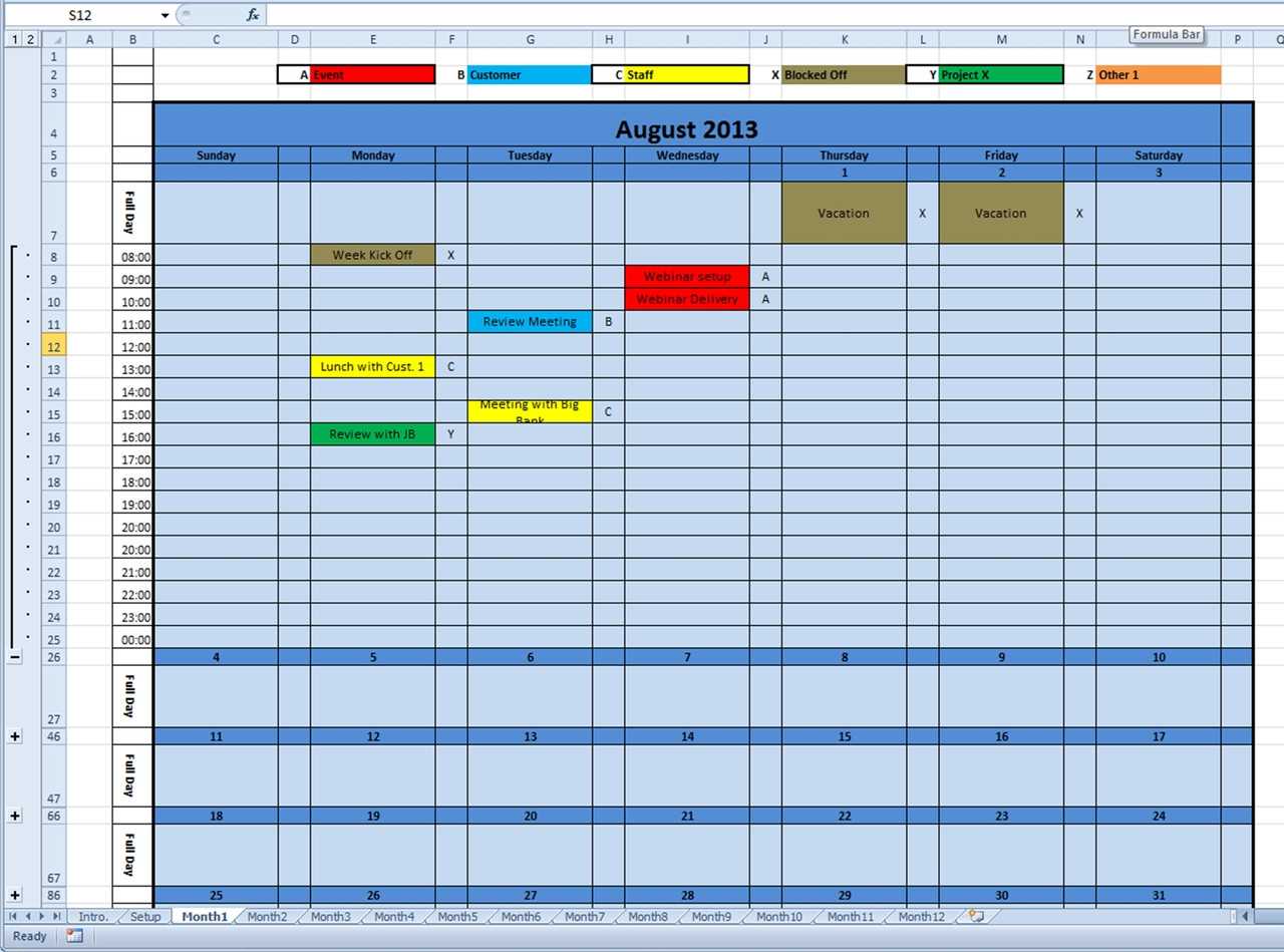 calendar matrix template