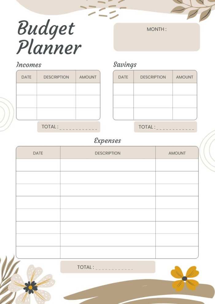 budget calendar template