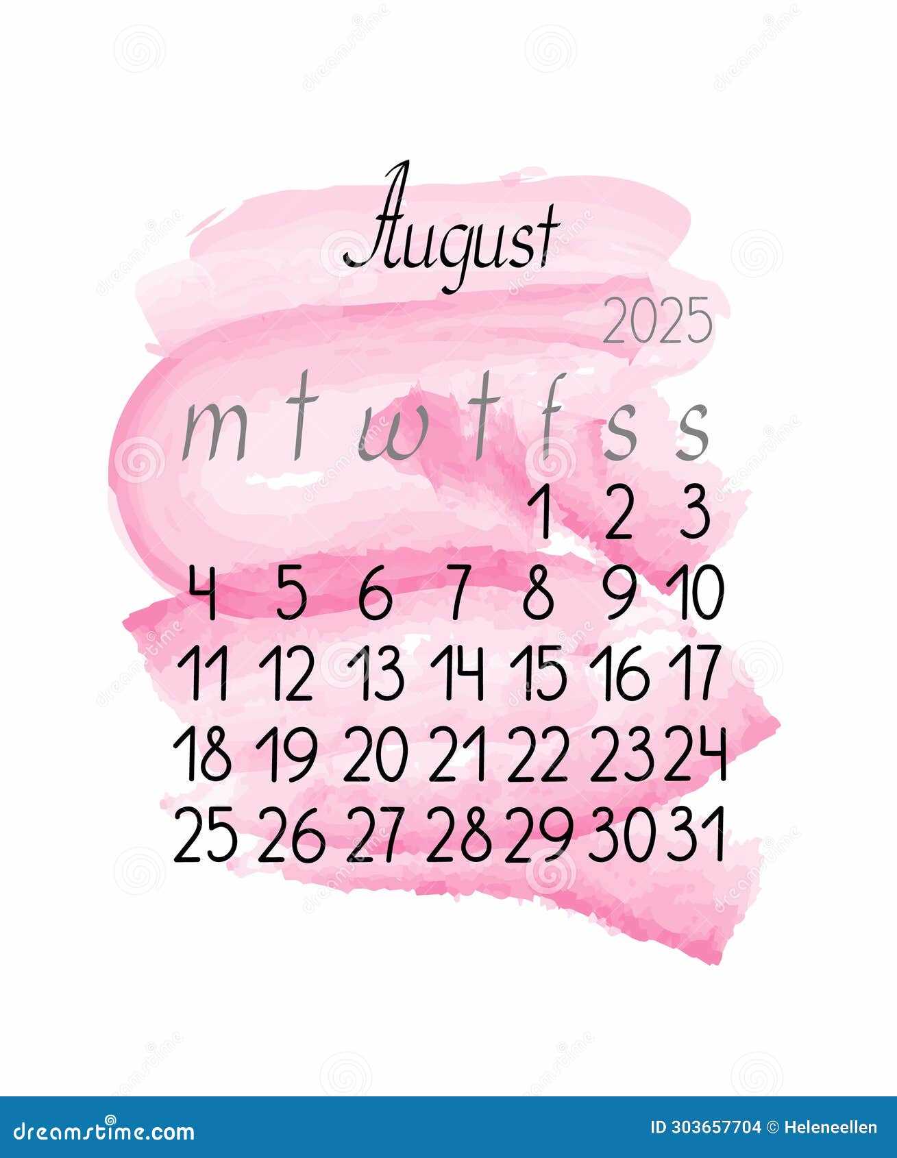 august 2025 template calendar