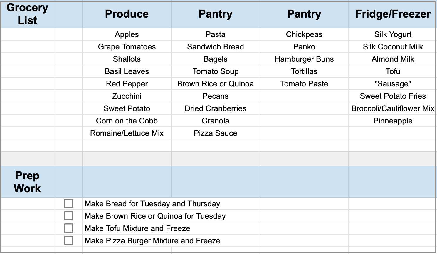 weekly meal plan calendar template