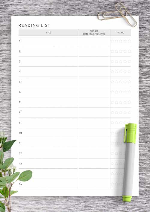 reading log calendar template