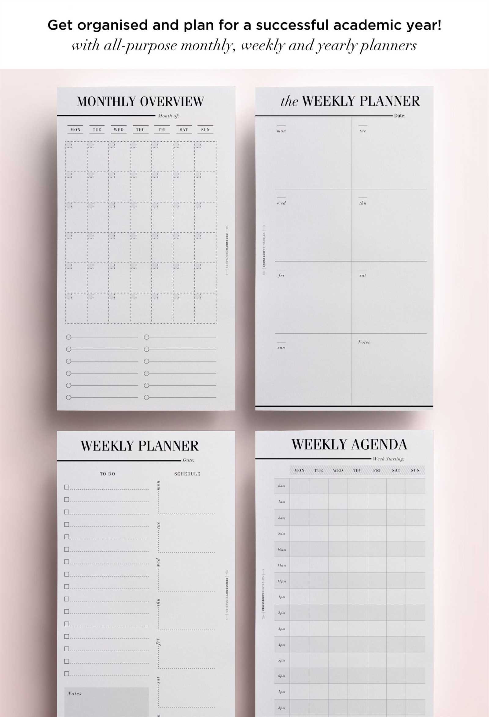 student monthly calendar template