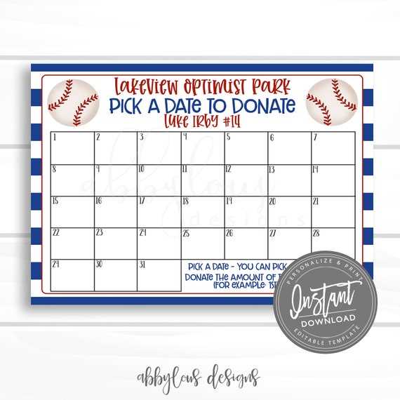 calendar raffle template free