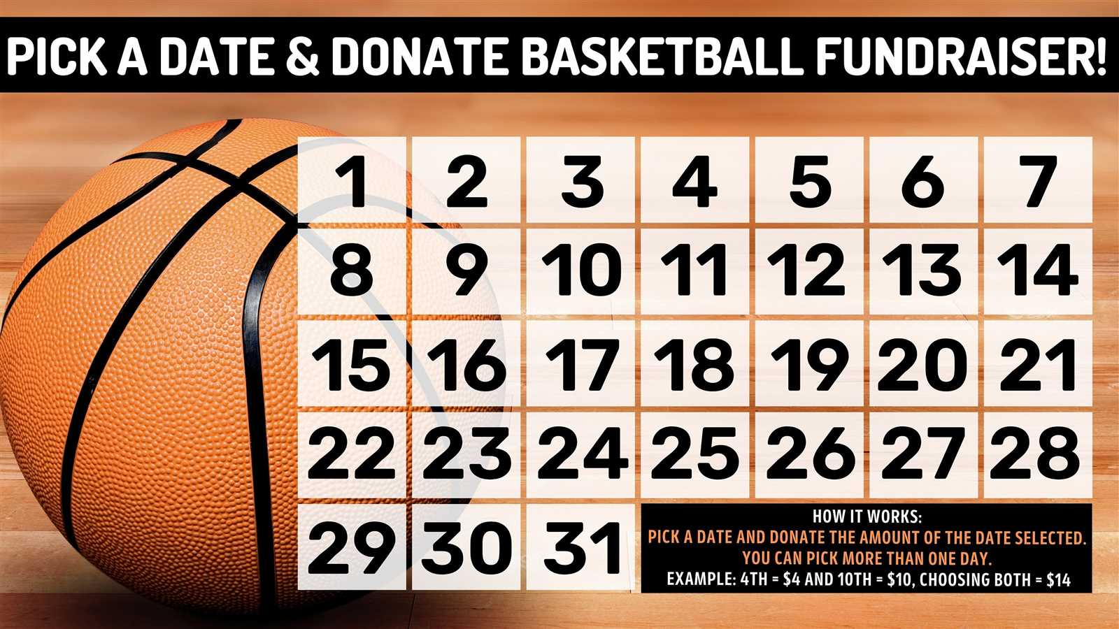 free calendar fundraiser template basketball