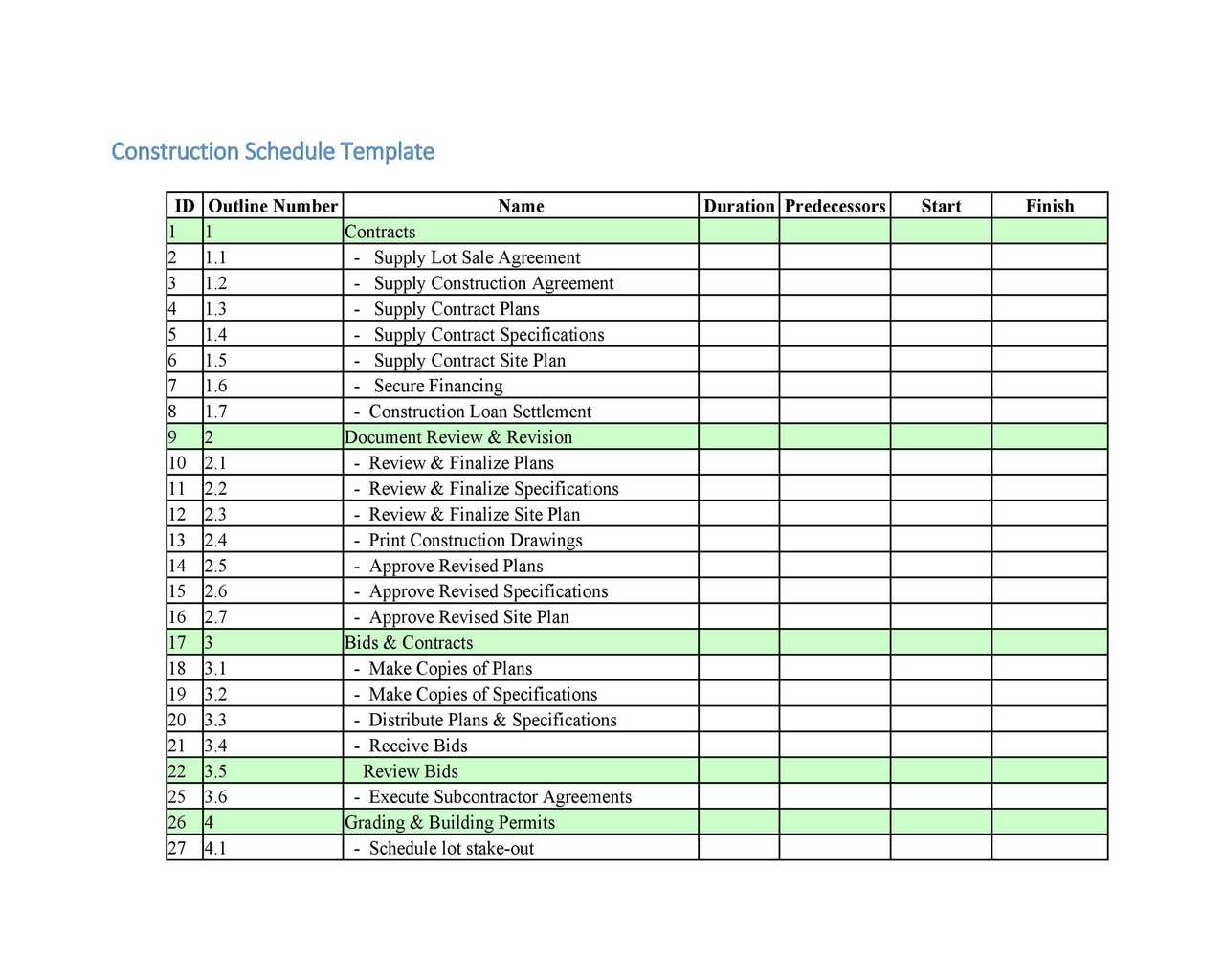 construction calendar template