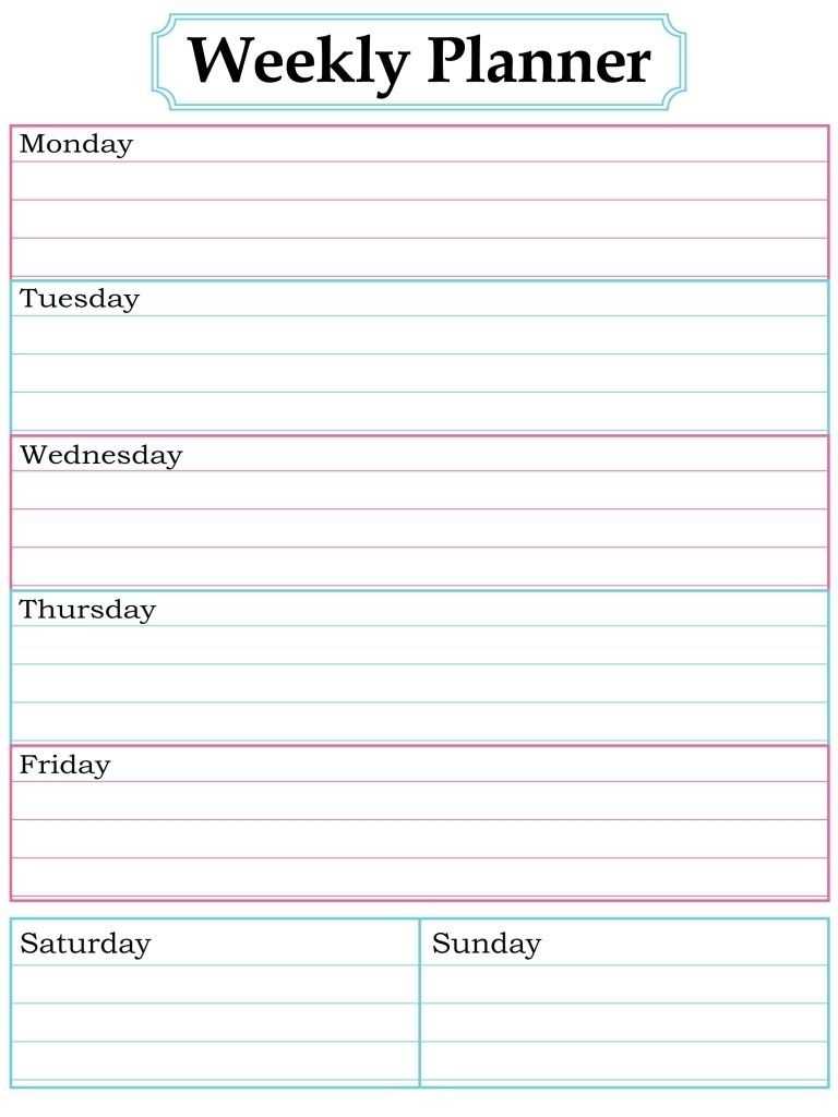 free weekly calendar planner template