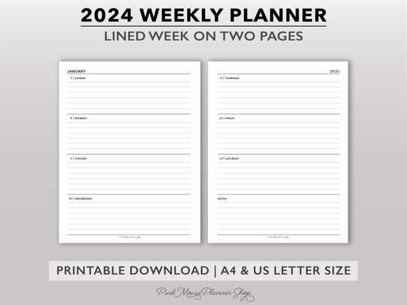 2 page weekly calendar template