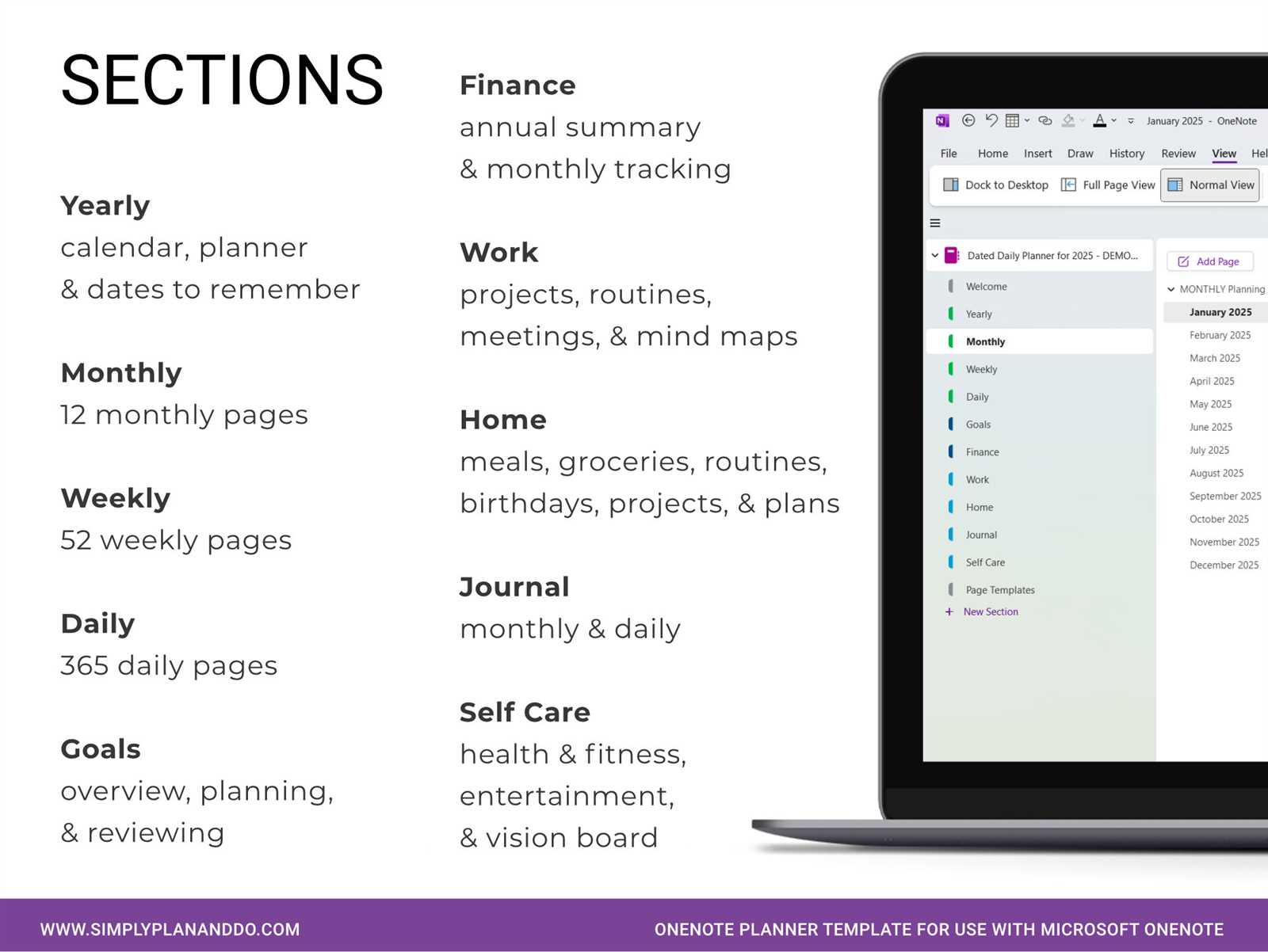 onenote weekly calendar template 2025