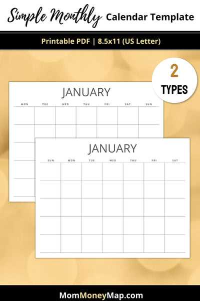 free blank calendar template printable