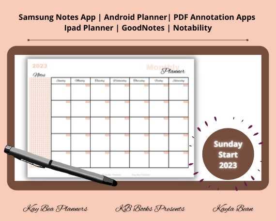 samsung note calendar template