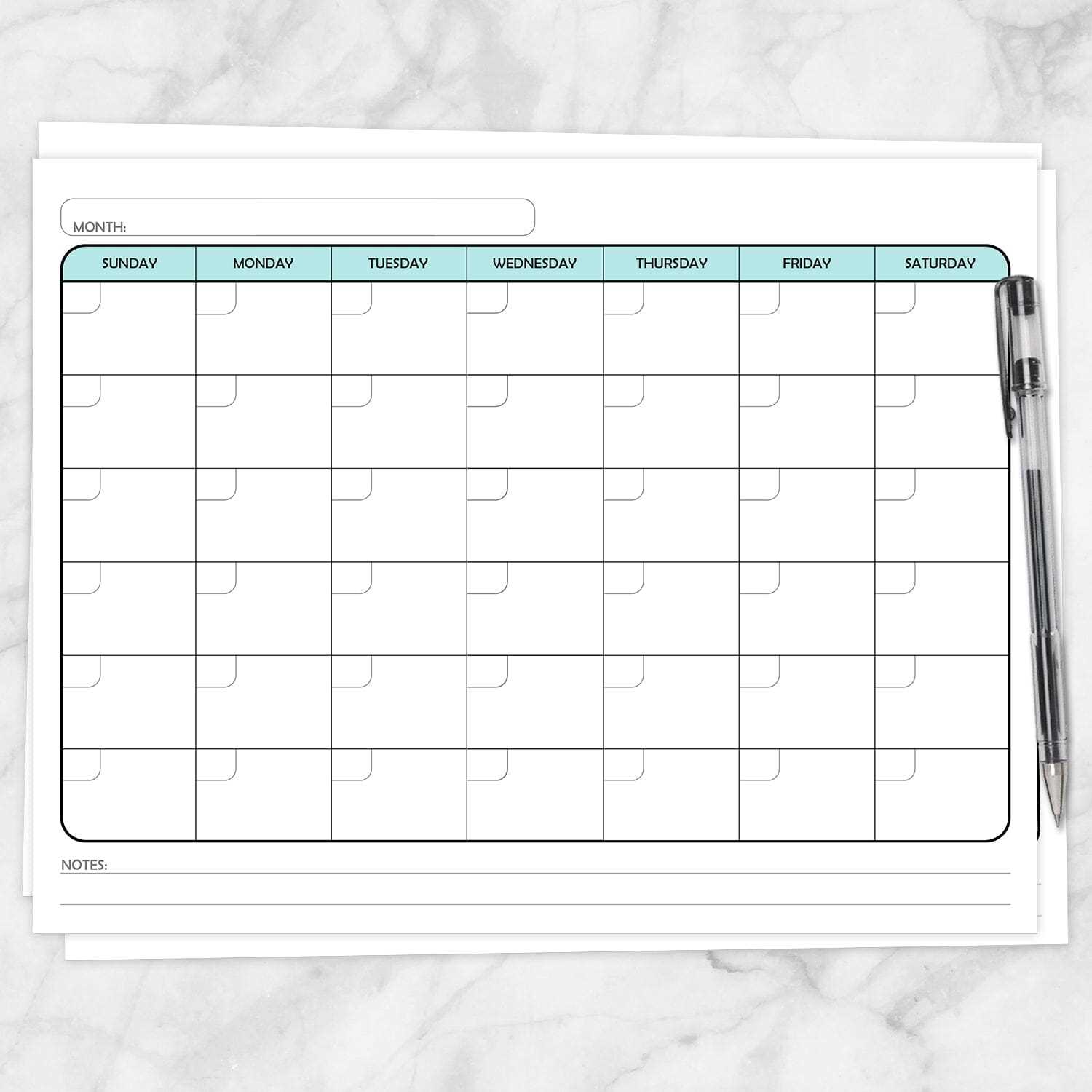 undated monthly calendar template