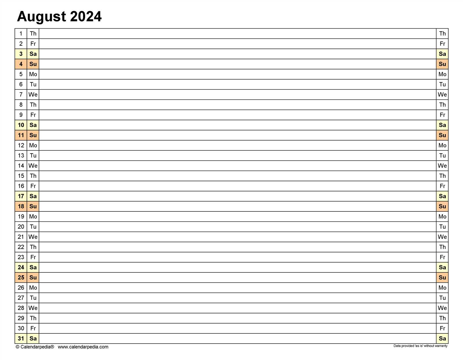 blank august calendar template