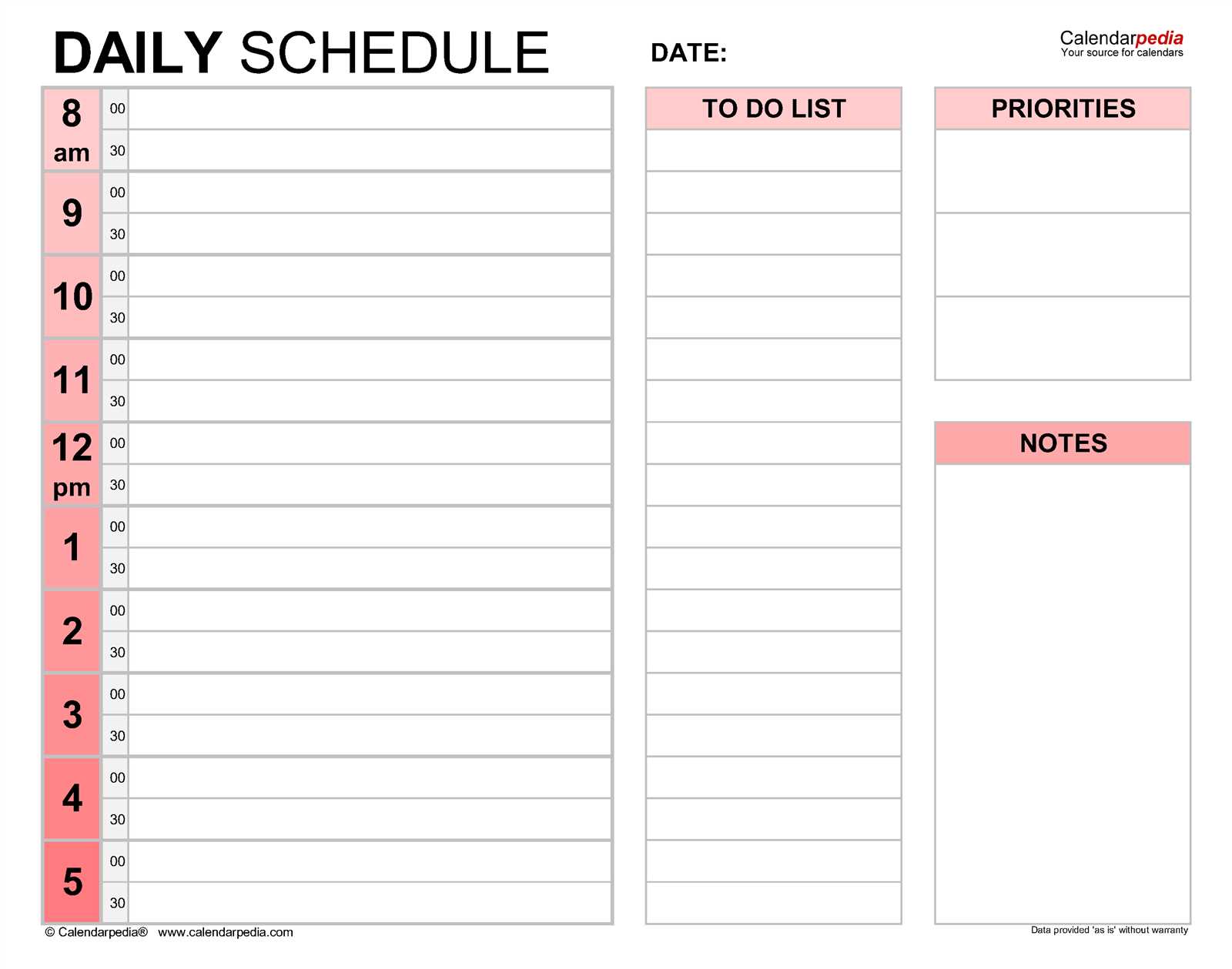 routine calendar template