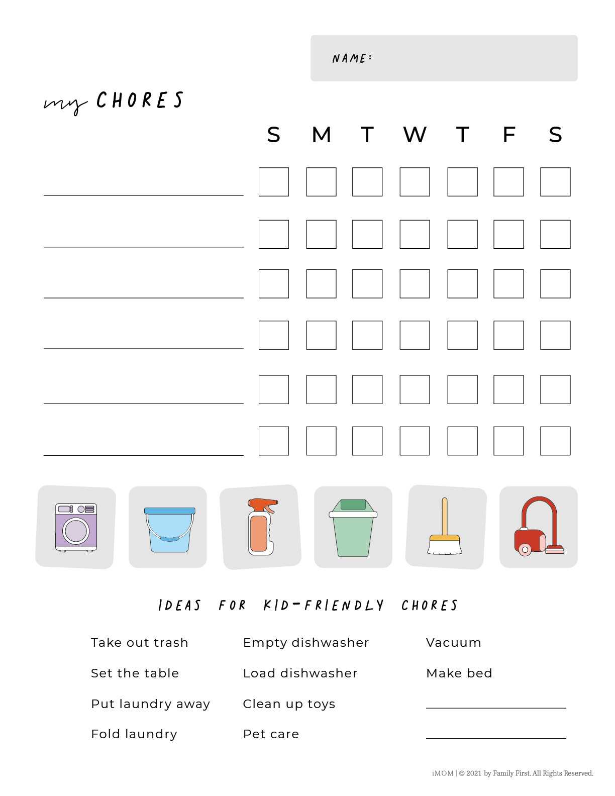 chore chart calendar template