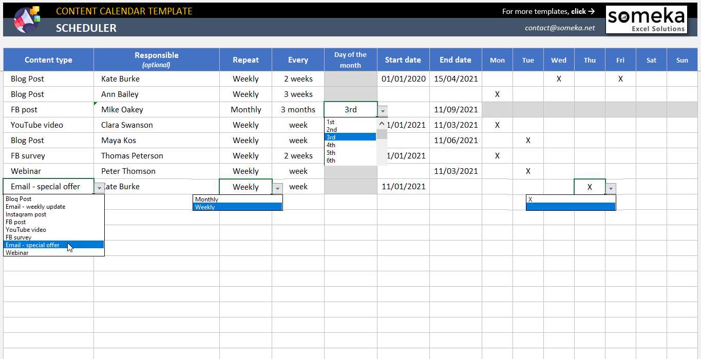 tracking calendar template