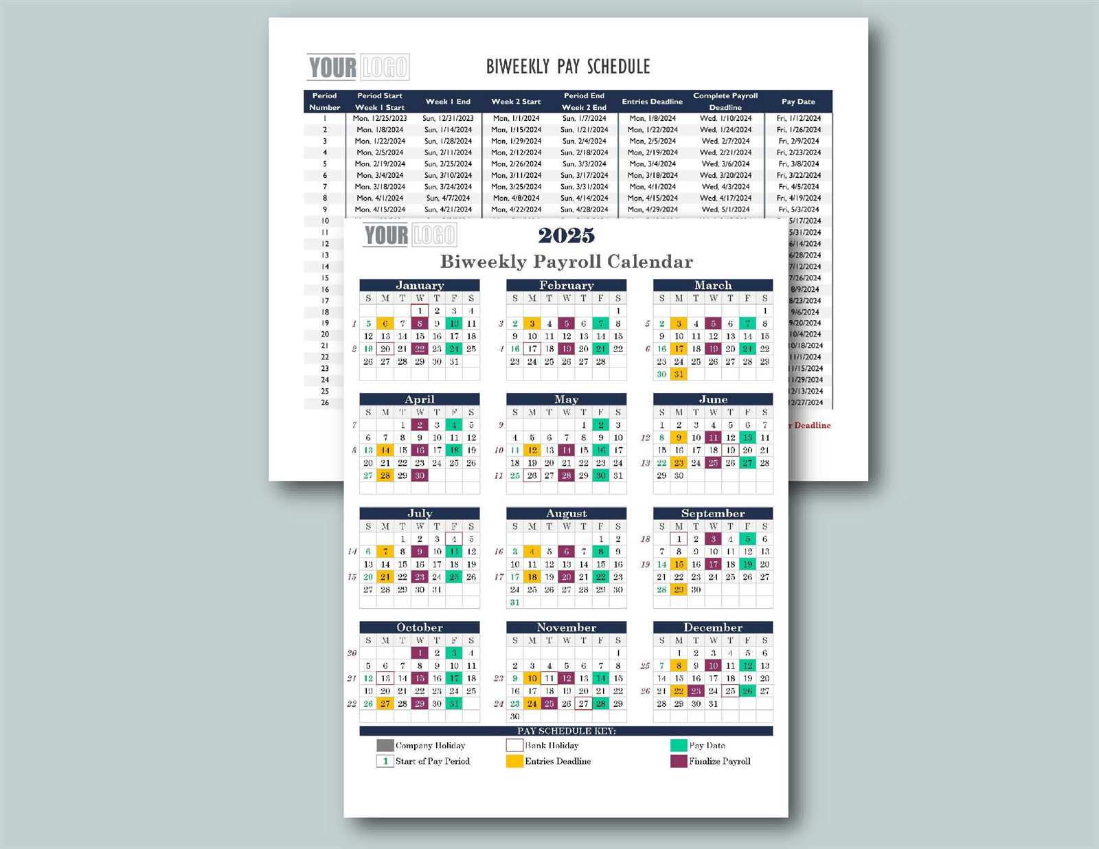 biweekly payroll calendar template