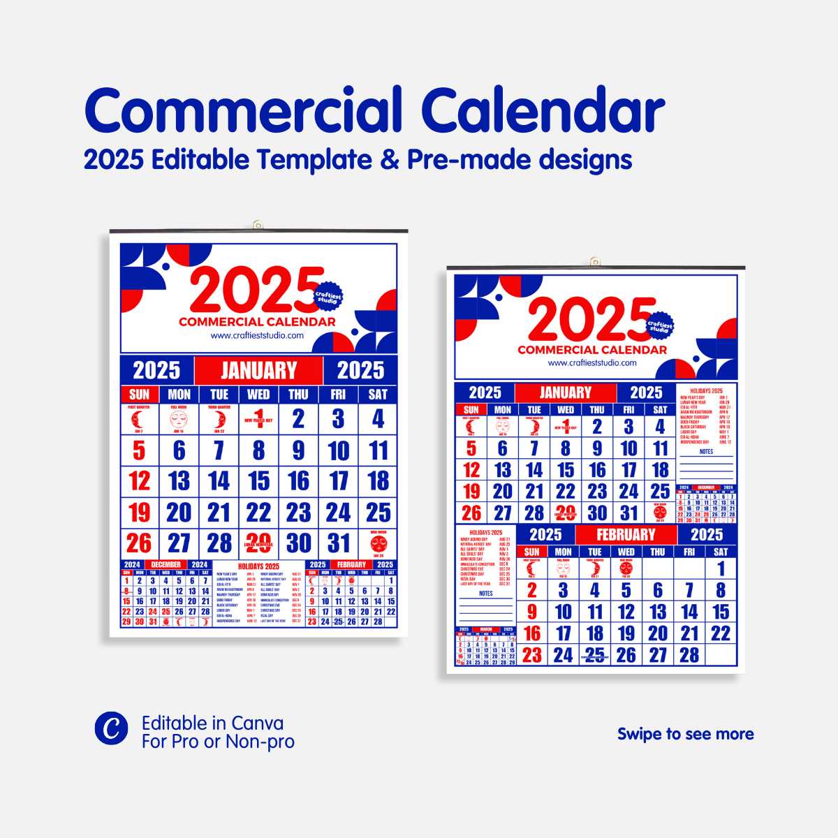 template of calendar 2025