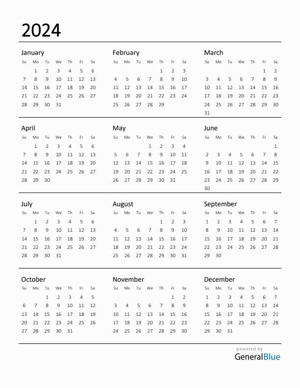 free simple calendar template